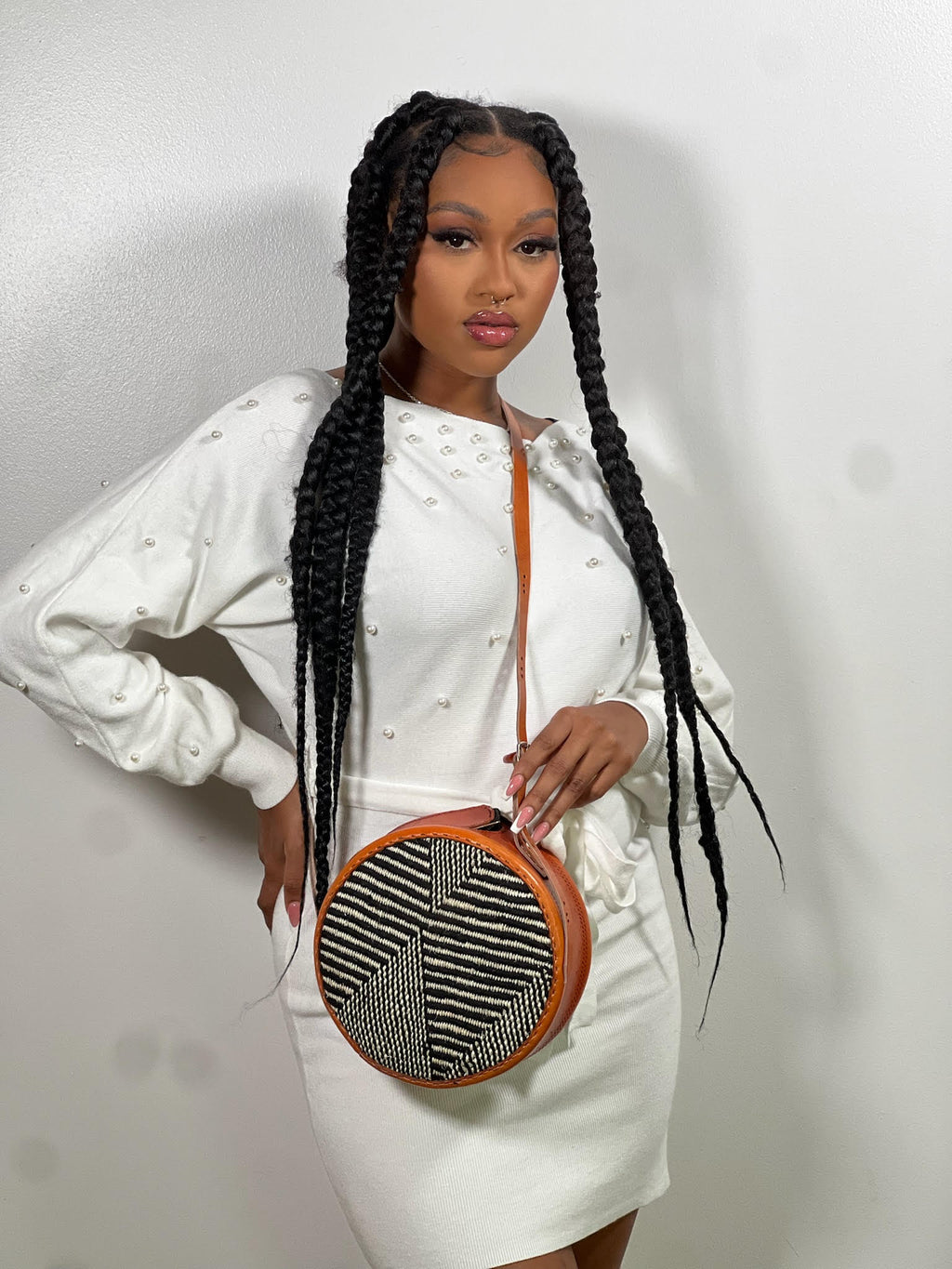 Artisanal Geometric Round Crossbody Bag