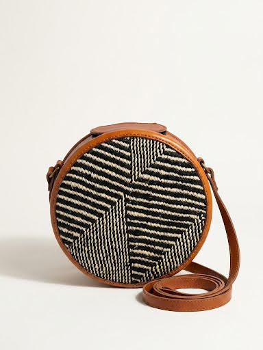 Artisanal Geometric Round Crossbody Bag